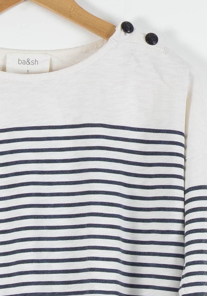 Marinière Blanche et Marine - Taille S/36 de la marque ba&sh | PARAD84417 - Vendu par Paradigme - Image 3