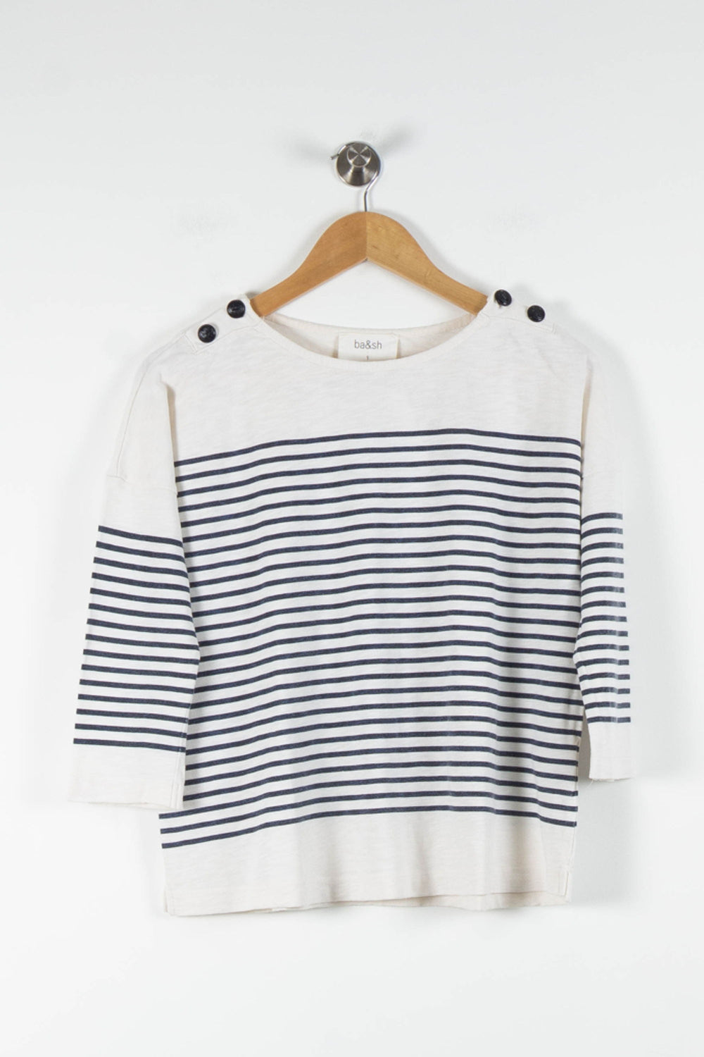 Marinière Blanche et Marine - Taille S/36 de la marque ba&sh | PARAD84417 - Vendu par Paradigme - Image 2