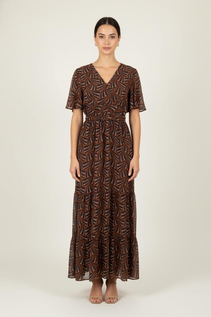 Robe Longue Marron et Bleu - Taille S/36 de la marque La Petite Etoile | PARAD84430 - Vendu par Paradigme - Image 1