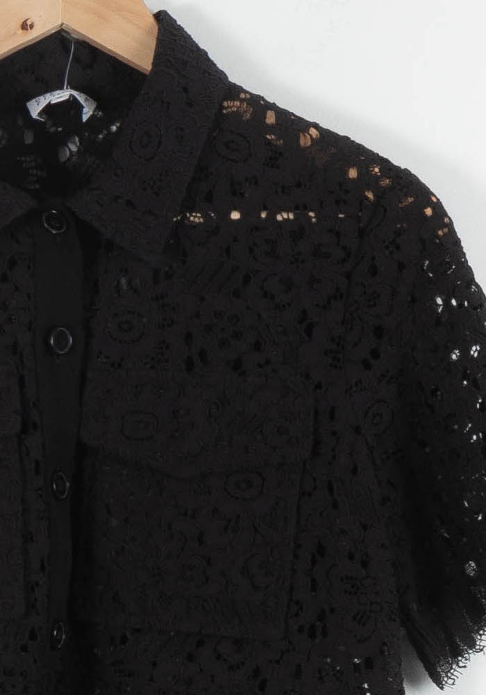 Blouse Dentelle Noire - Taille S/36 de la marque Claudie Pierlot | PARAD84439 - Vendu par Paradigme - Image 3