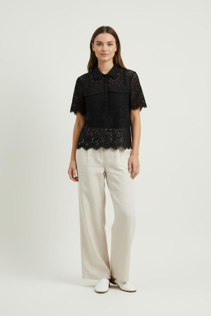 Blouse Dentelle Noire - Taille S/36 de la marque Claudie Pierlot | PARAD84439 - Vendu par Paradigme - Image 1