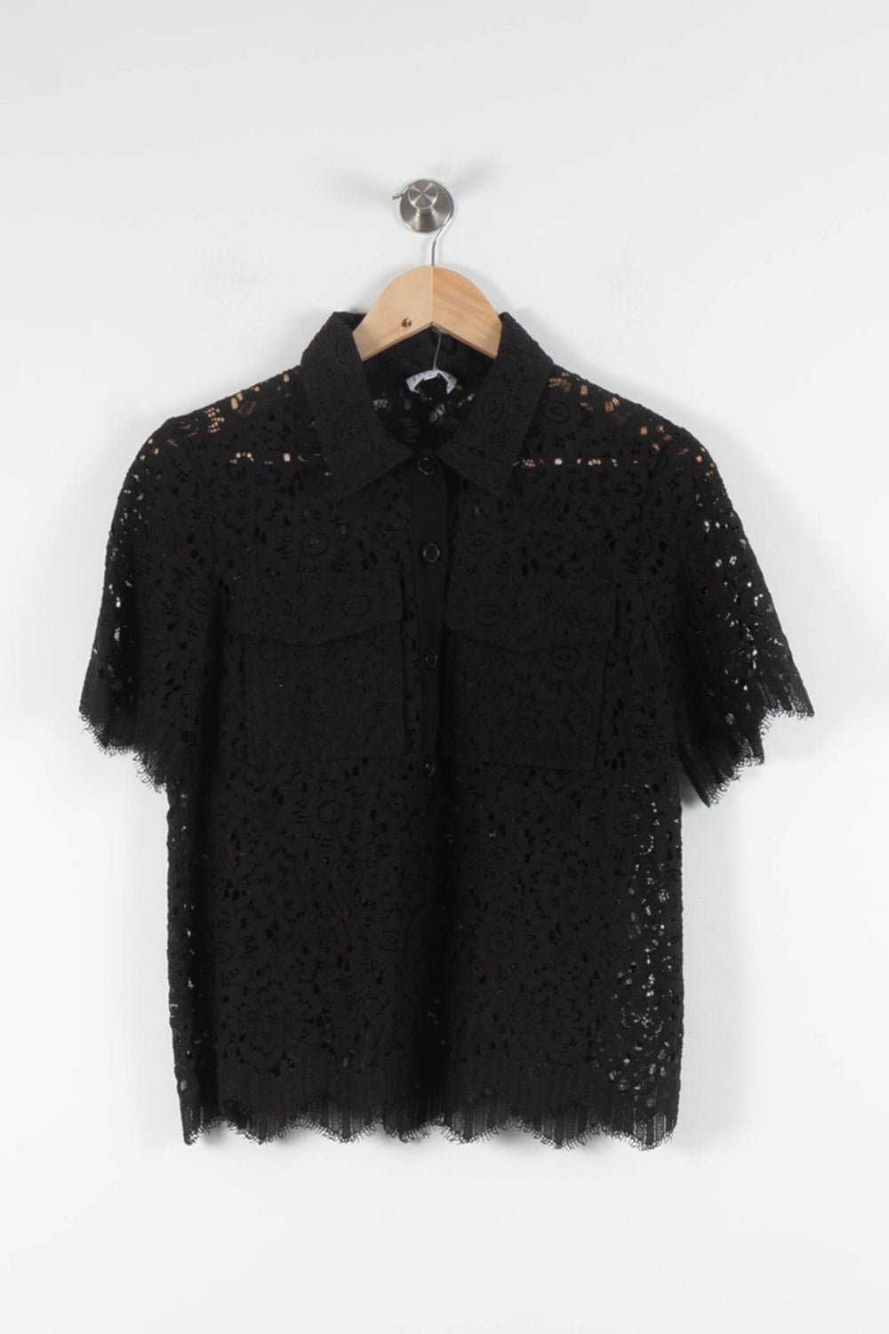 Blouse Dentelle Noire - Taille S/36 de la marque Claudie Pierlot | PARAD84439 - Vendu par Paradigme - Image 2