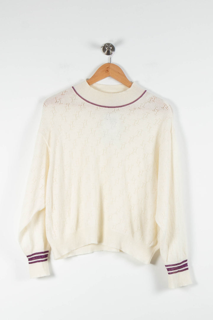 Pull Blanc et Violet - Taille M/38 de la marque Imprevu | PARAD84481 - Vendu par Paradigme - Image 2