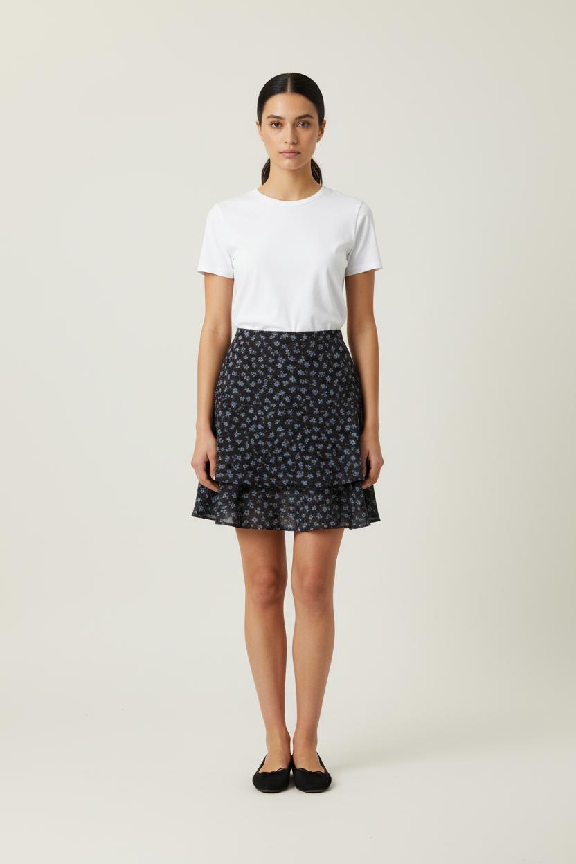 Jupe Volantée Noire et Bleue - Taille M/38 de la marque Imprevu | PARAD84482 - Vendu par Paradigme - Image 1