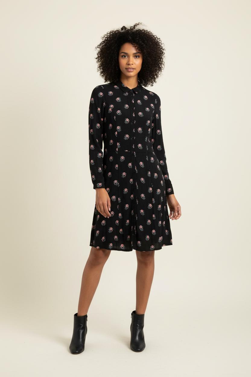 Robe Chemise Noire et Rose - Taille L/40 de la marque Pablo | PARAD84526 - Vendu par Paradigme - Image 1