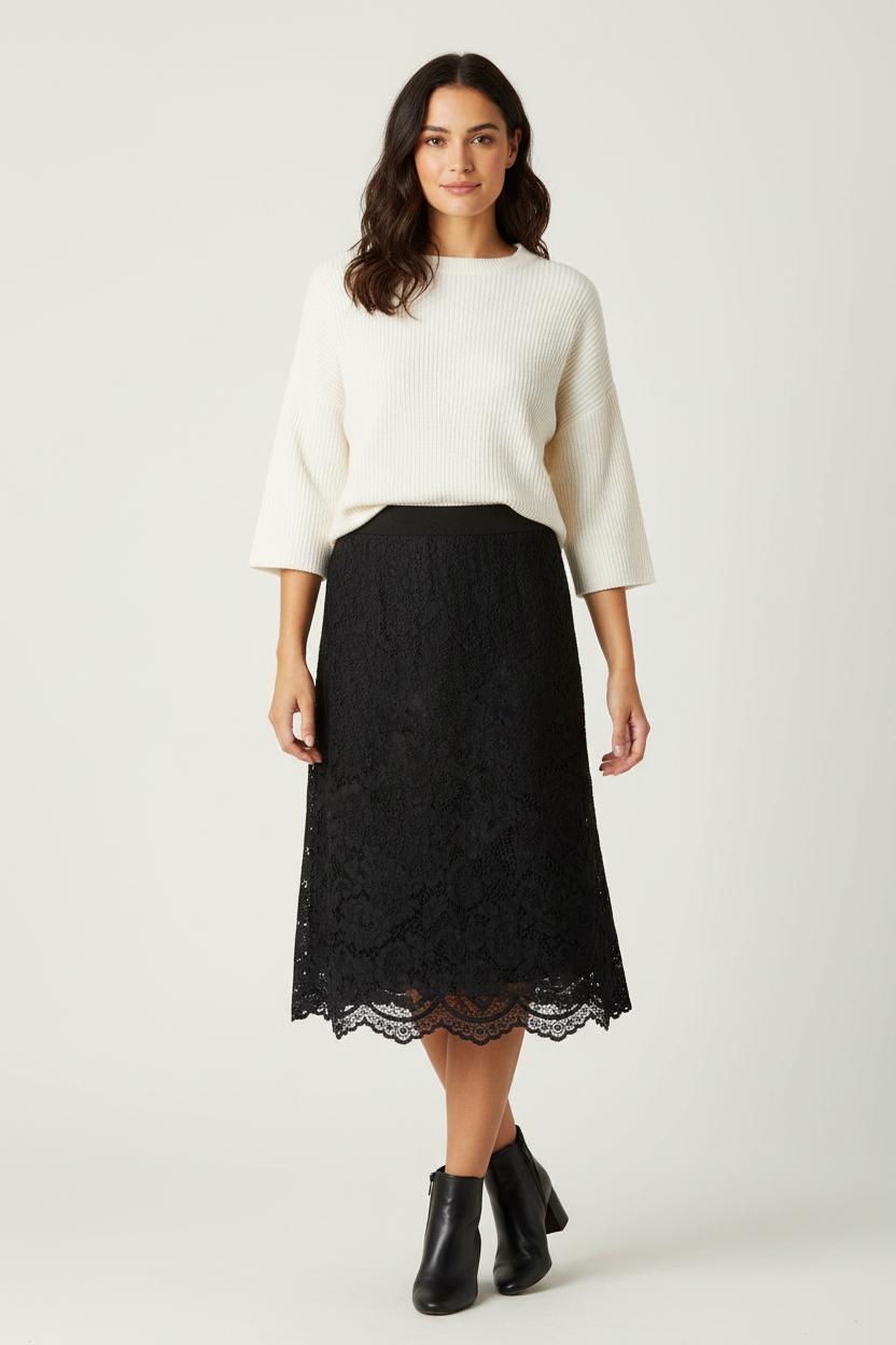 Jupe Dentelle Noire - Taille S/36 de la marque Claudie Pierlot | PARAD84581 - Vendu par Paradigme - Image 1