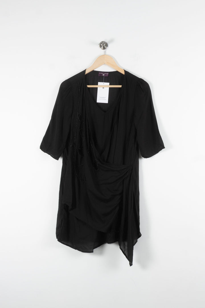 Robe Drapée Noire - Taille L/40 de la marque One Step | PARAD84624 - Vendu par Paradigme - Image 2