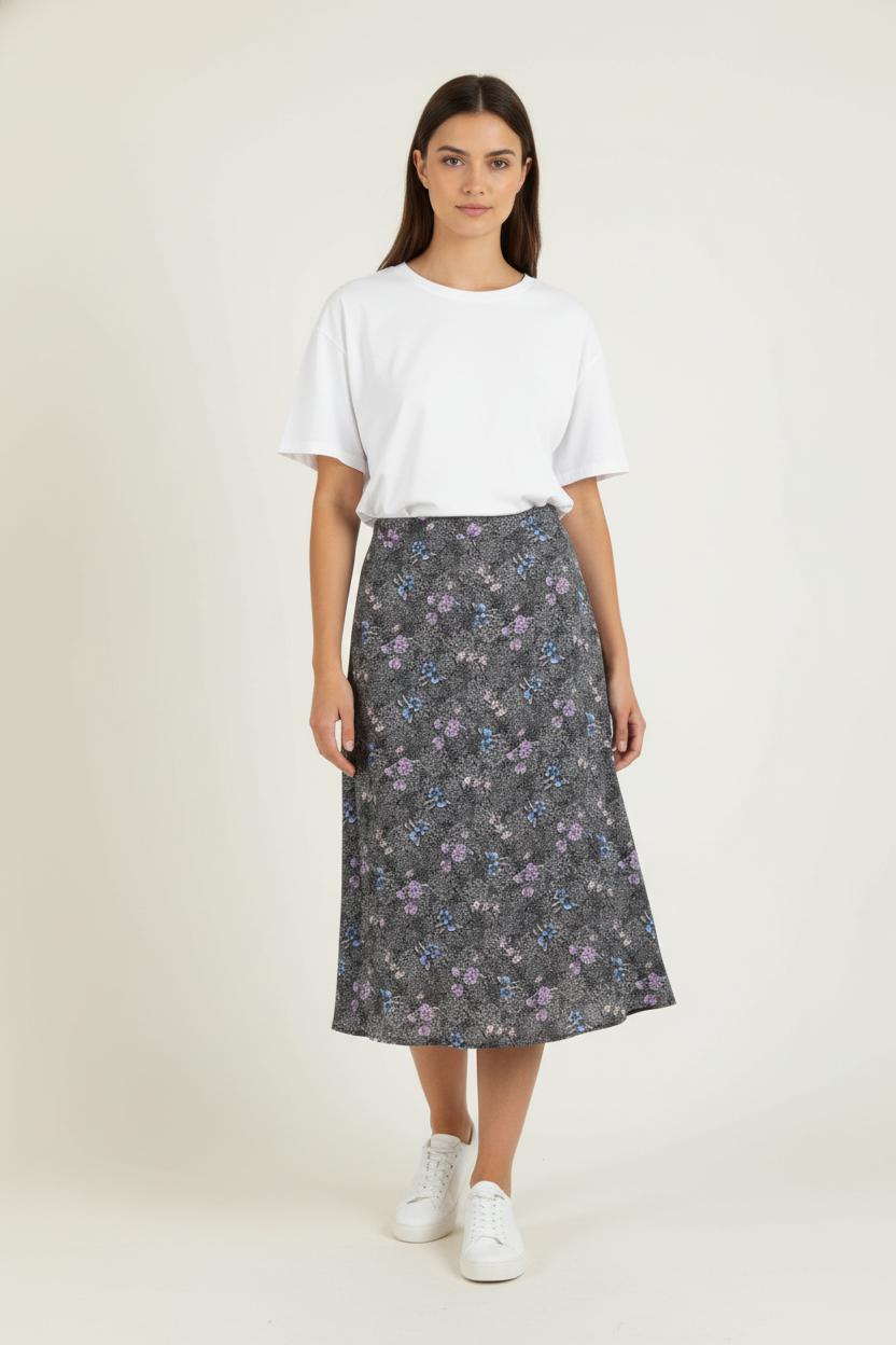 Jupe Midi Grise et Violette - Taille M/38 de la marque Karl Marc John | PARAD84645 - Vendu par Paradigme - Image 1