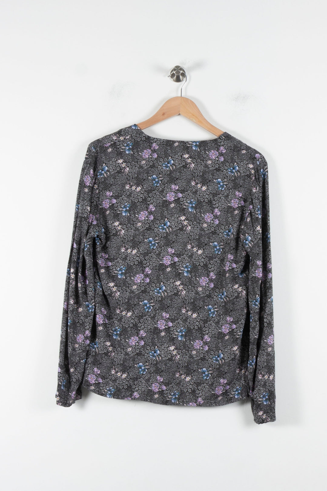 Blouse Grise à Fleurs Bleues et Violettes - Taille M/38 de la marque Karl Marc John | PARAD84656 - Vendu par Paradigme - Image 4