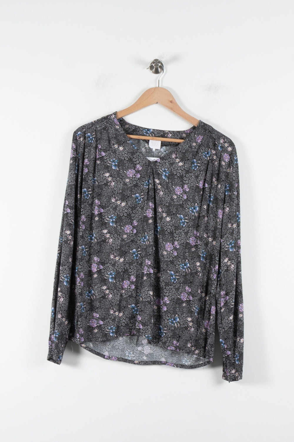 Blouse Grise à Fleurs Bleues et Violettes - Taille M/38 de la marque Karl Marc John | PARAD84656 - Vendu par Paradigme - Image 2