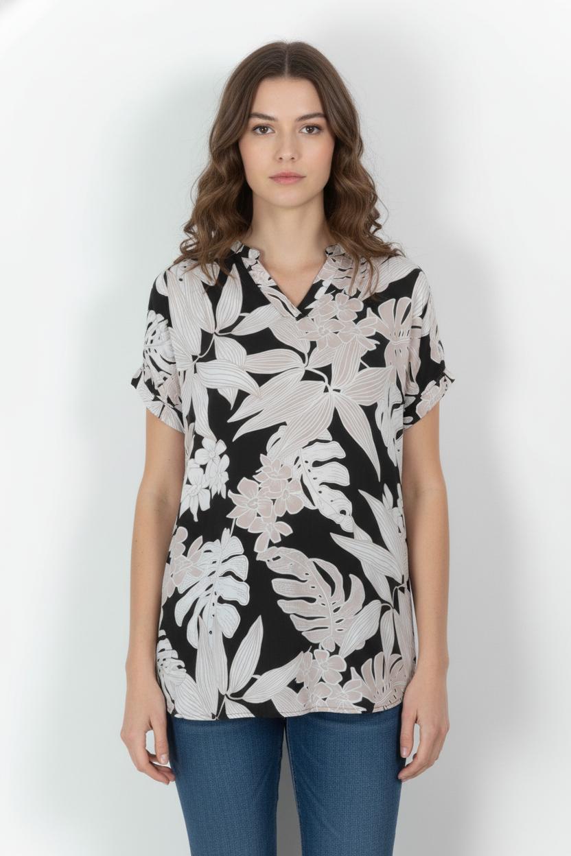 Blouse Noire et Beige - Taille XL/42 de la marque La Fée Maraboutée | PARAD84659 - Vendu par Paradigme - Image 1
