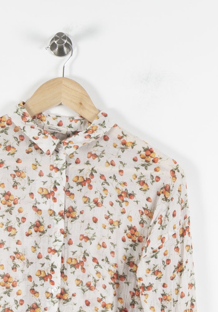 Chemise Fleurie Blanche et Orange - Taille XS/34 de la marque American Vintage | PARAD84738 - Vendu par Paradigme - Image 3