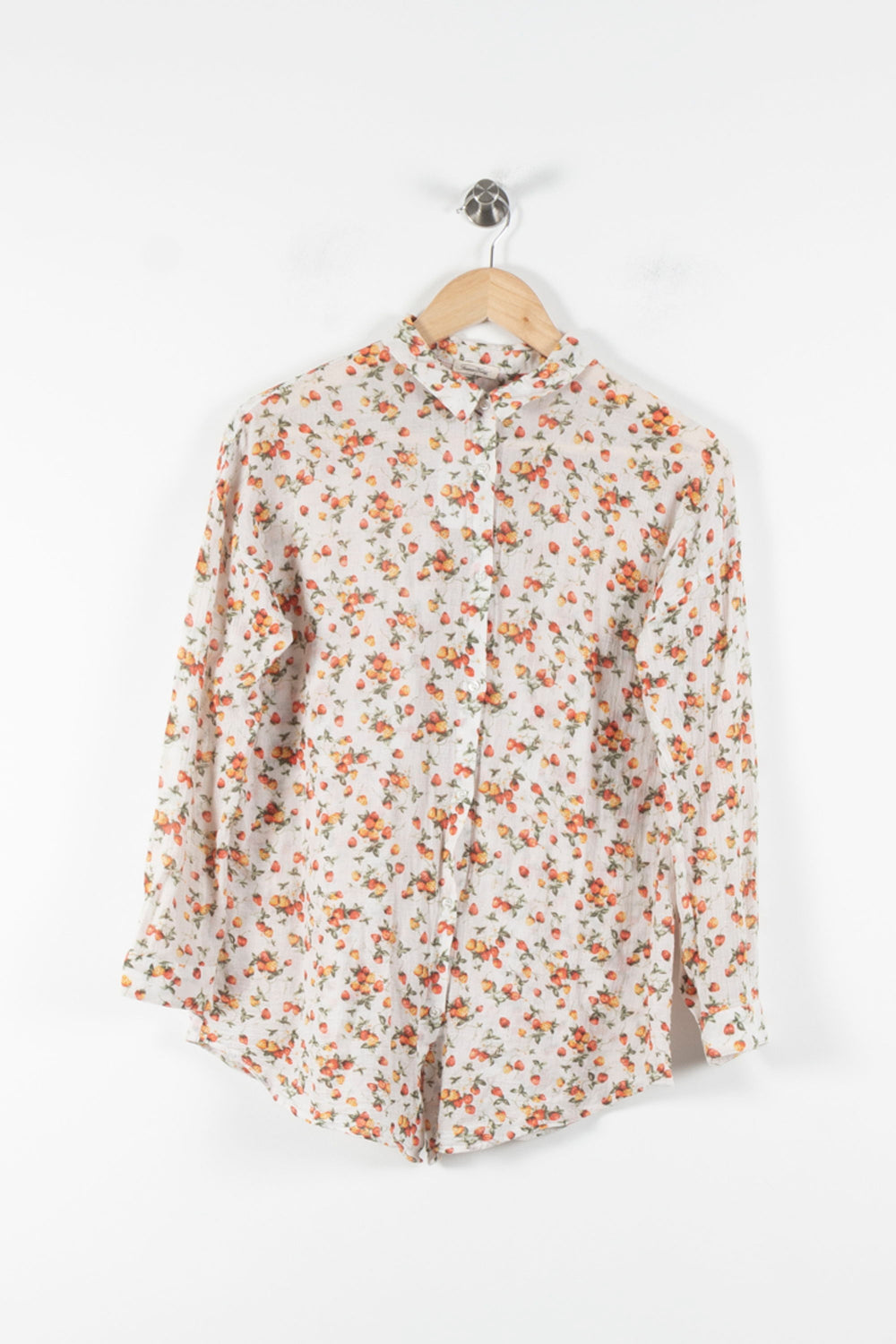 Chemise Fleurie Blanche et Orange - Taille XS/34 de la marque American Vintage | PARAD84738 - Vendu par Paradigme - Image 2