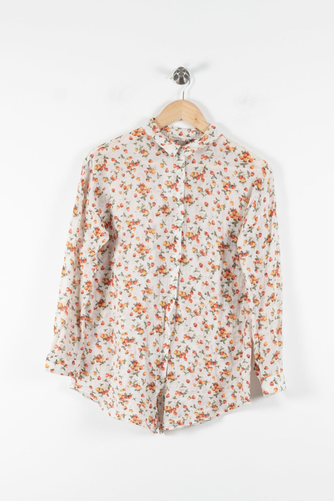 Chemise Fleurie Blanche et Orange - Taille XS/34 de la marque American Vintage | PARAD84738 - Vendu par Paradigme - Image 2