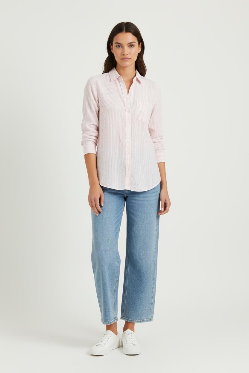 Chemise Rayée Rose et Blanche - Taille S/36 de la marque Sud express | PARAD84758 - Vendu par Paradigme - Image 1