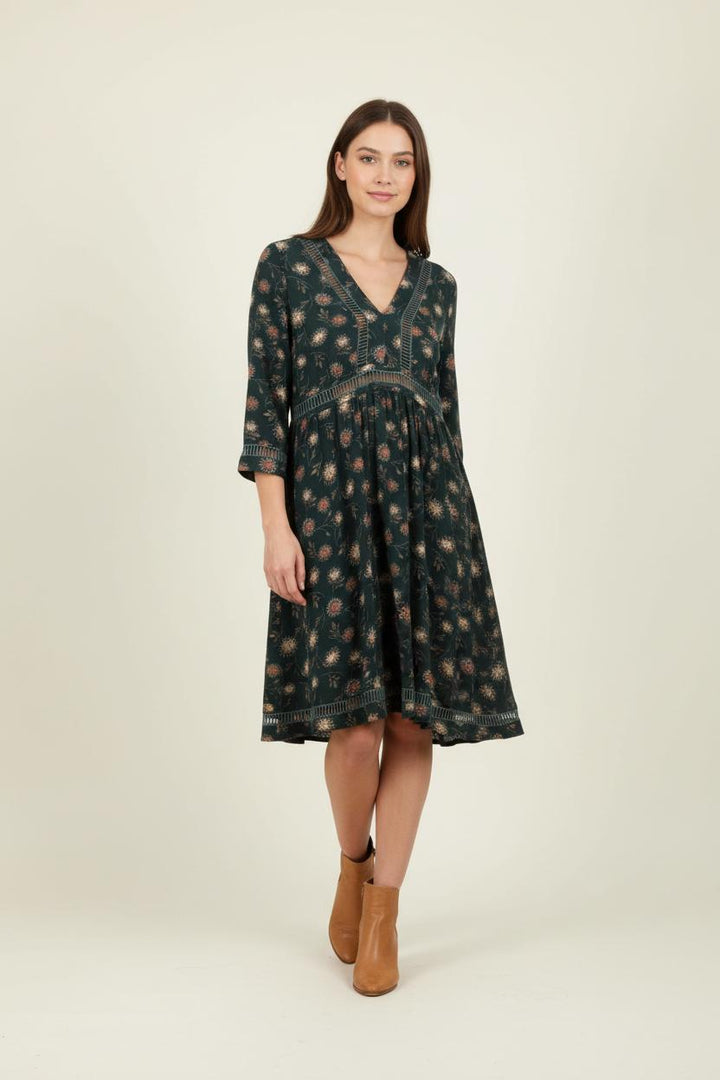 Robe Fleurie Verte - Taille S/36 de la marque Opullence | PARAD84771 - Vendu par Paradigme - Image 1