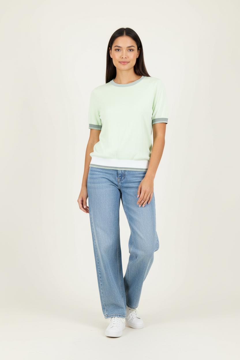T-shirt Vert et Blanc - Taille XS/34 de la marque La Française | PARAD84777 - Vendu par Paradigme - Image 1