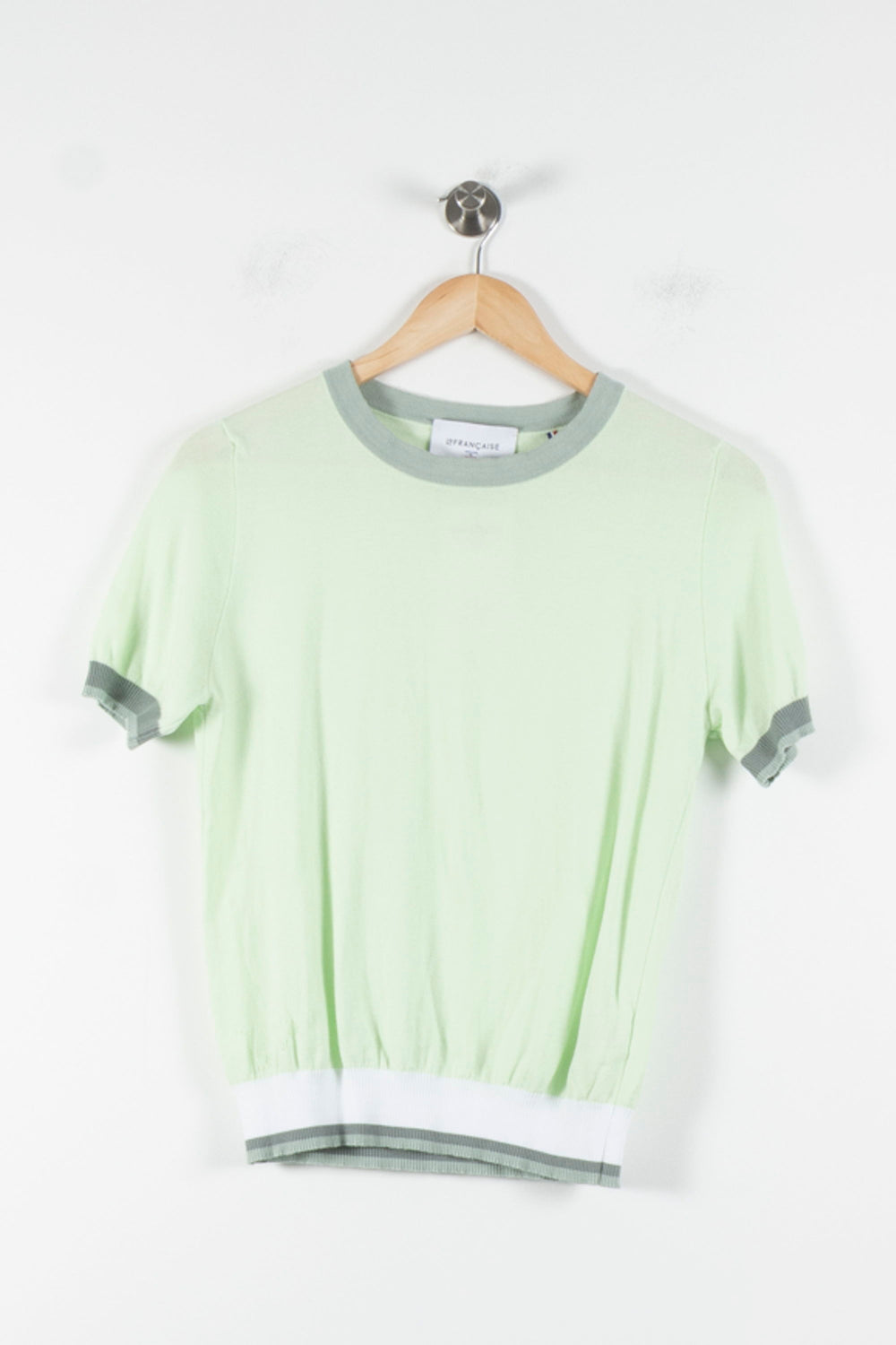 T-shirt Vert et Blanc - Taille XS/34 de la marque La Française | PARAD84777 - Vendu par Paradigme - Image 2