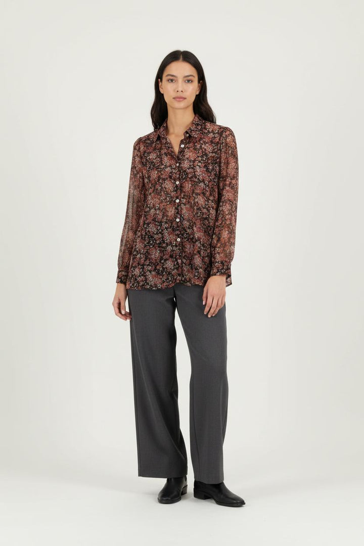 Chemise Fleurie Noire et Rouge - Taille L/40 de la marque La Petite Etoile | PARAD84809 - Vendu par Paradigme - Image 1
