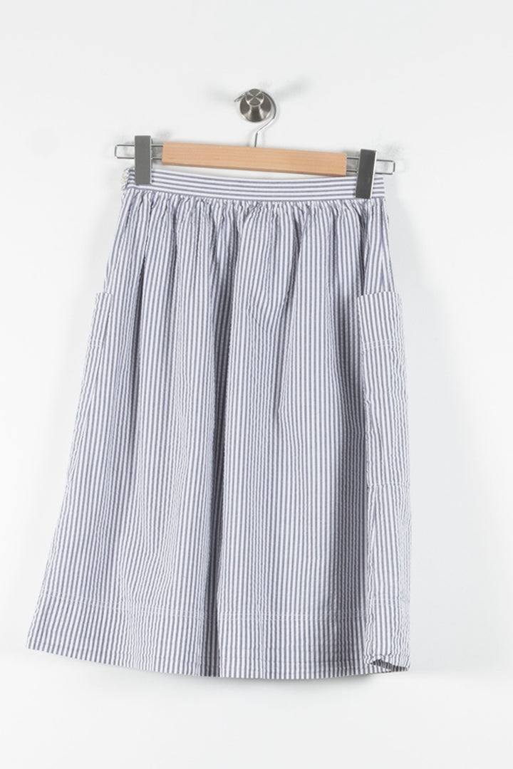 Jupe Midi Rayée Blanche et Bleue - Taille XS/34 de la marque Comptoir des Cotonniers | PARAD84834 - Vendu par Paradigme - Image 4