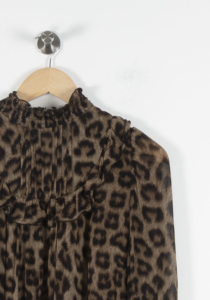 Blouse Léopard Marron et Noir - Taille XS/34 de la marque ba&sh | PARAD84864 - Vendu par Paradigme - Image 3