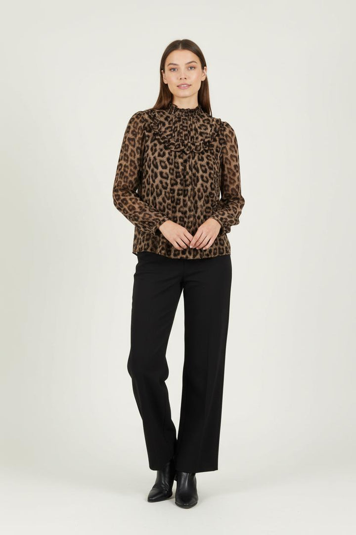 Blouse Léopard Marron et Noir - Taille XS/34 de la marque ba&sh | PARAD84864 - Vendu par Paradigme - Image 1