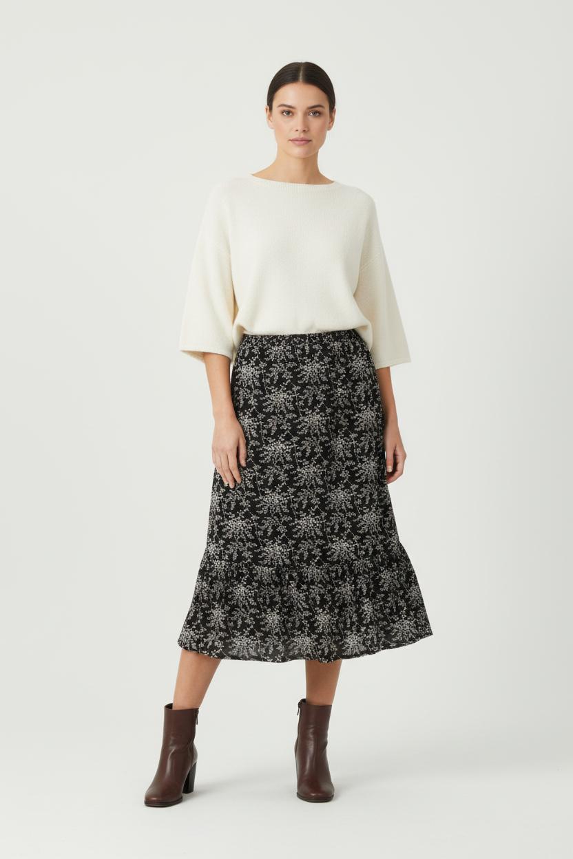 Jupe Midi Noire et Blanche - Taille M/38 de la marque Comptoir des Cotonniers | PARAD84904 - Vendu par Paradigme - Image 1