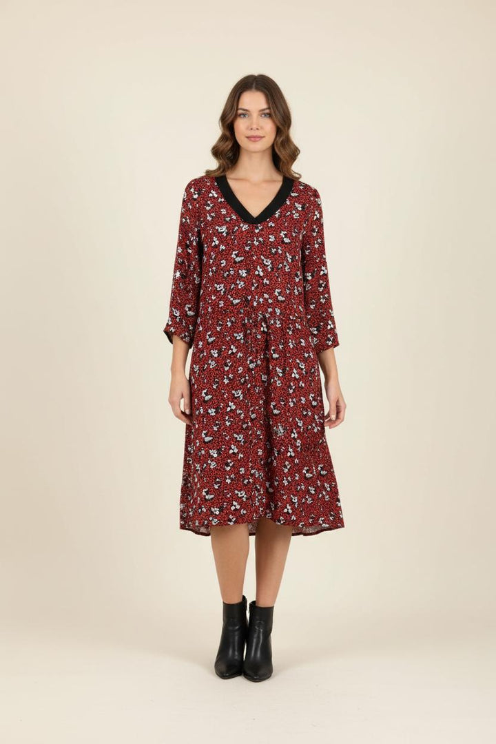 Robe Fleurie Bordeaux - Taille M/38 de la marque I.Code | PARAD84905 - Vendu par Paradigme - Image 1