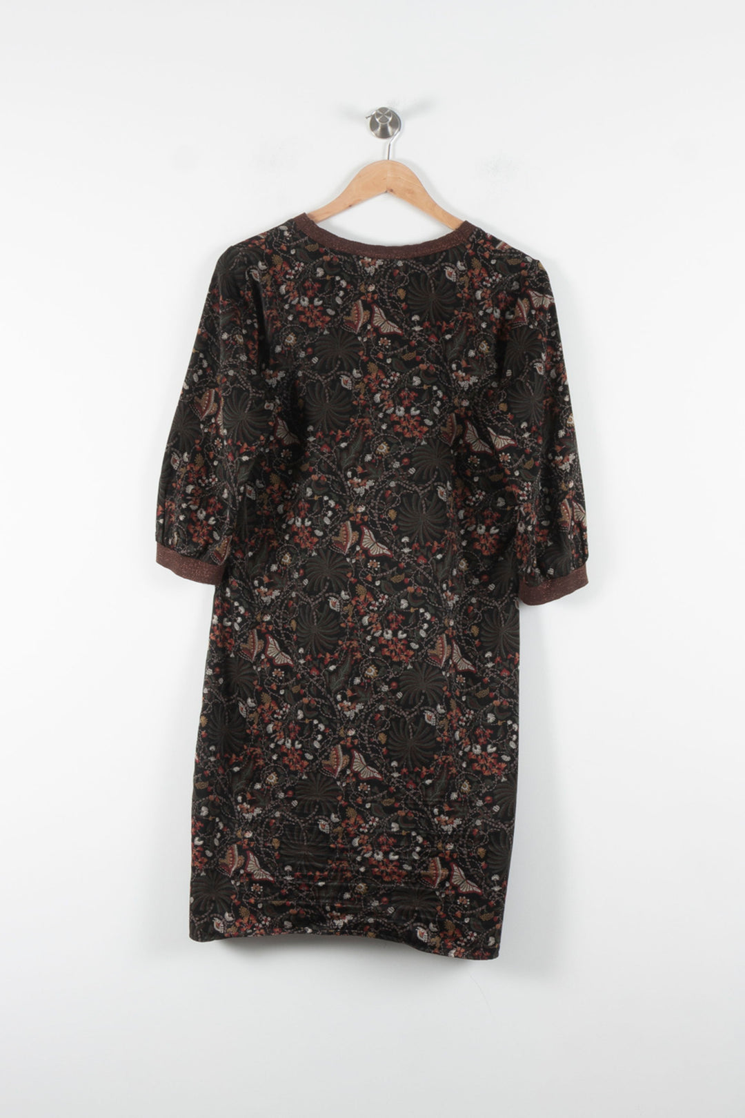 Robe Fleurie Marron et Rouge - Taille L/40 de la marque La Fée Maraboutée | PARAD84913 - Vendu par Paradigme - Image 4