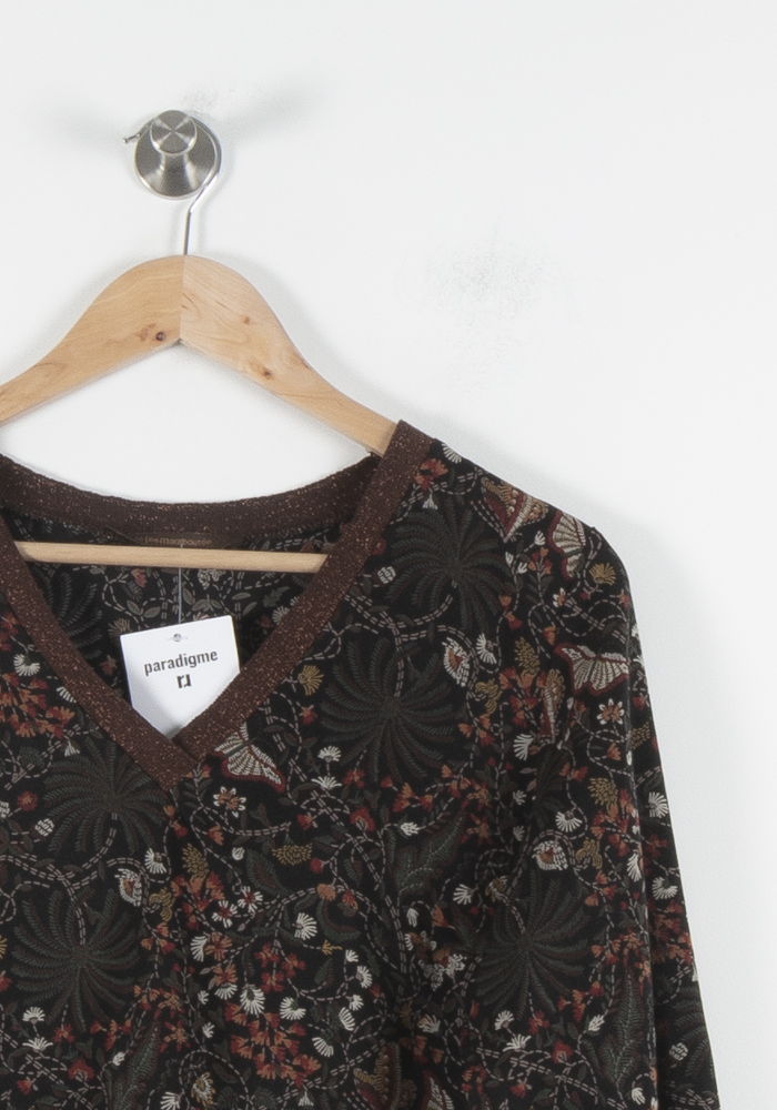 Robe Fleurie Marron et Rouge - Taille L/40 de la marque La Fée Maraboutée | PARAD84913 - Vendu par Paradigme - Image 3