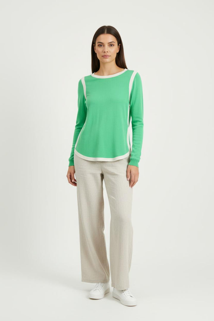 Pull Vert et Blanc - Taille XS/34 de la marque Tara Jarmon | PARAD84923 - Vendu par Paradigme - Image 1
