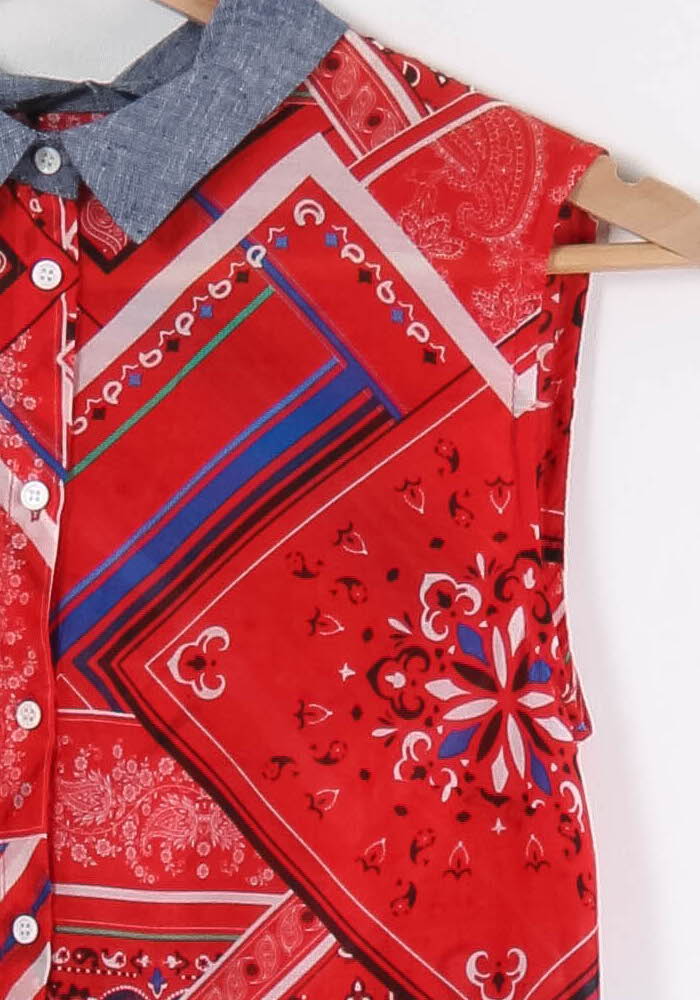 Robe Chemise Rouge et Bleu - Taille XS/34 de la marque One Step | PARAD84926 - Vendu par Paradigme - Image 3
