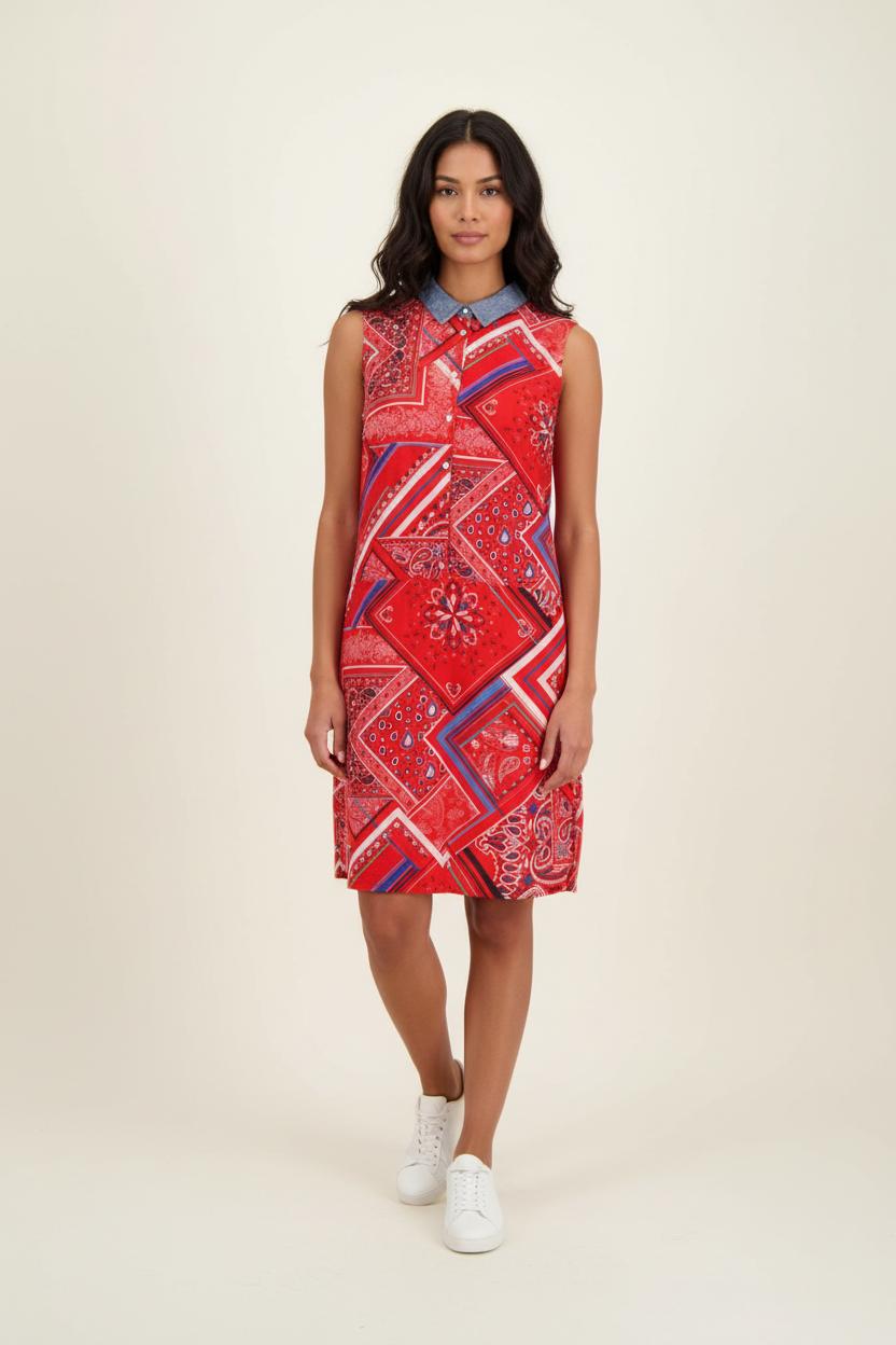 Robe Chemise Rouge et Bleu - Taille XS/34 de la marque One Step | PARAD84926 - Vendu par Paradigme - Image 1