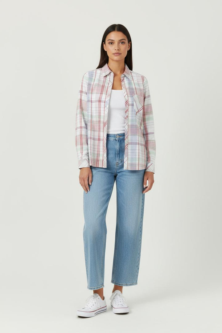 Chemise à Carreaux Blanche et Rouge - Taille S/36 de la marque Maje | PARAD84940 - Vendu par Paradigme - Image 1