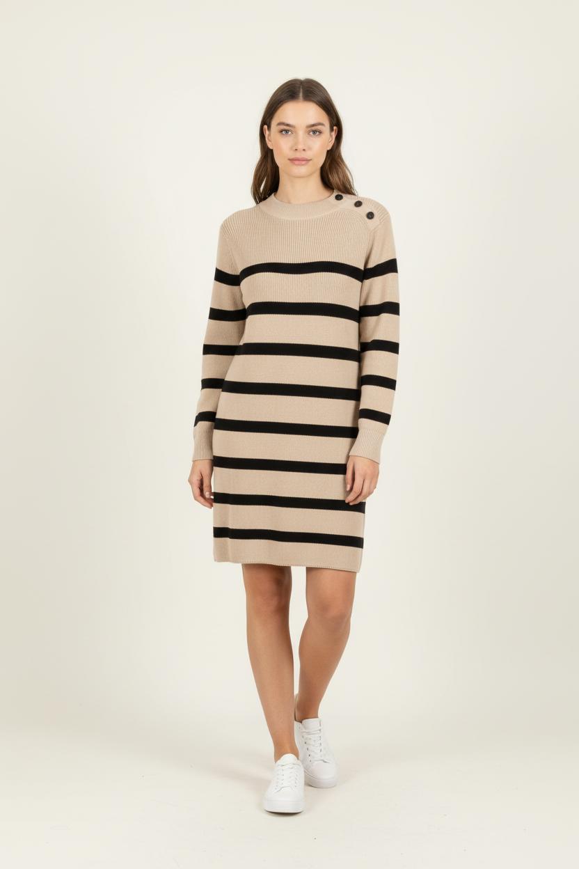 Robe Pull Beige et Noire - Taille S/36 de la marque Orta | PARAD84963 - Vendu par Paradigme - Image 1