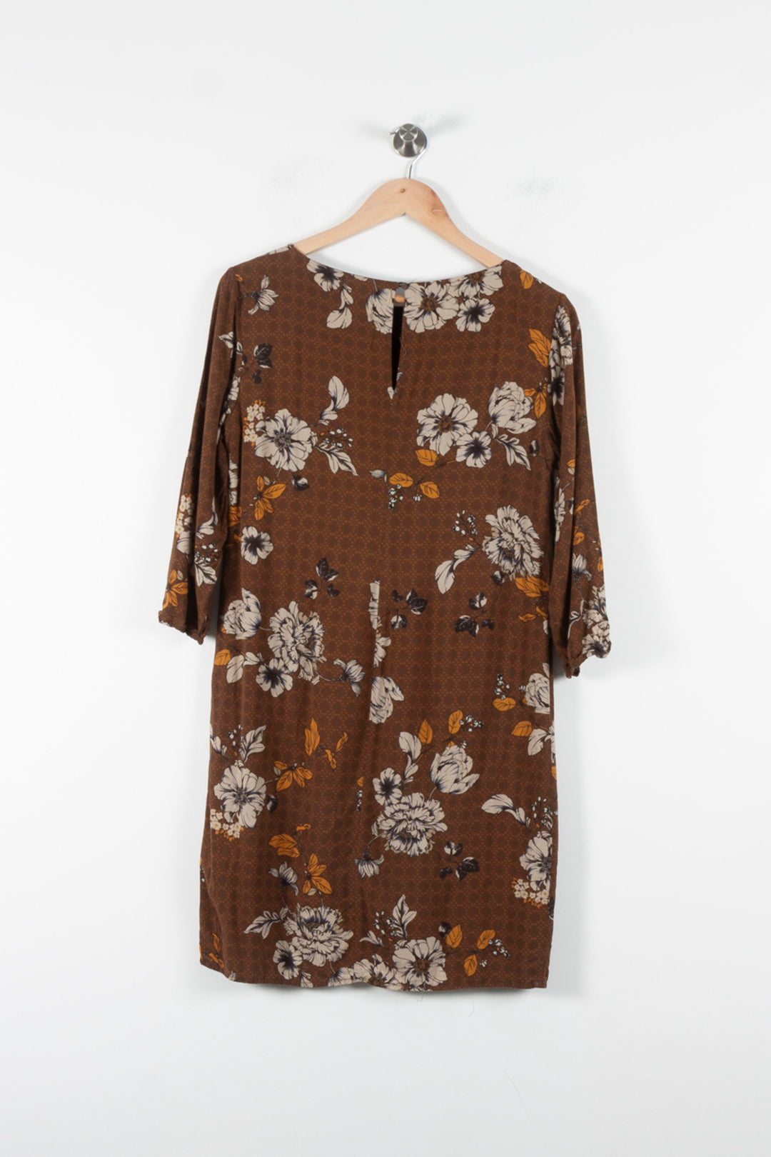 Robe Droite Marron et Blanc - Taille S/36 de la marque La Fée Maraboutée | PARAD84964 - Vendu par Paradigme - Image 4