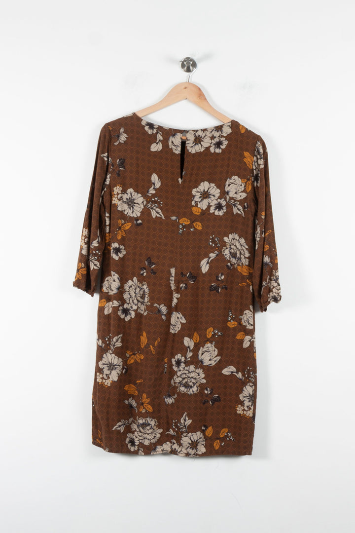 Robe Droite Marron et Blanc - Taille S/36 de la marque La Fée Maraboutée | PARAD84964 - Vendu par Paradigme - Image 4