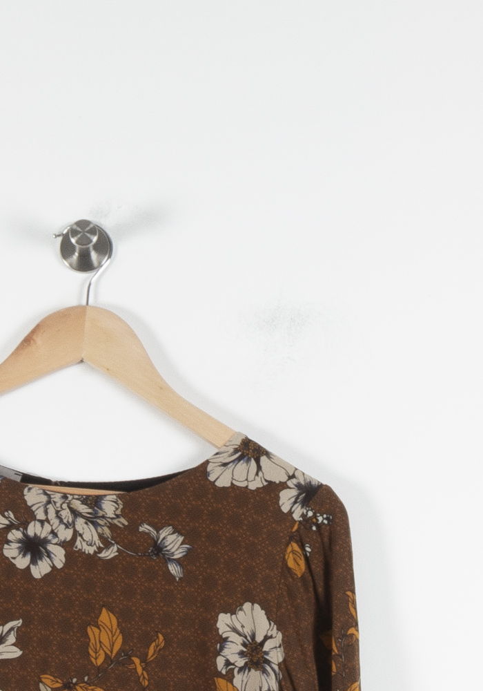 Robe Droite Marron et Blanc - Taille S/36 de la marque La Fée Maraboutée | PARAD84964 - Vendu par Paradigme - Image 3