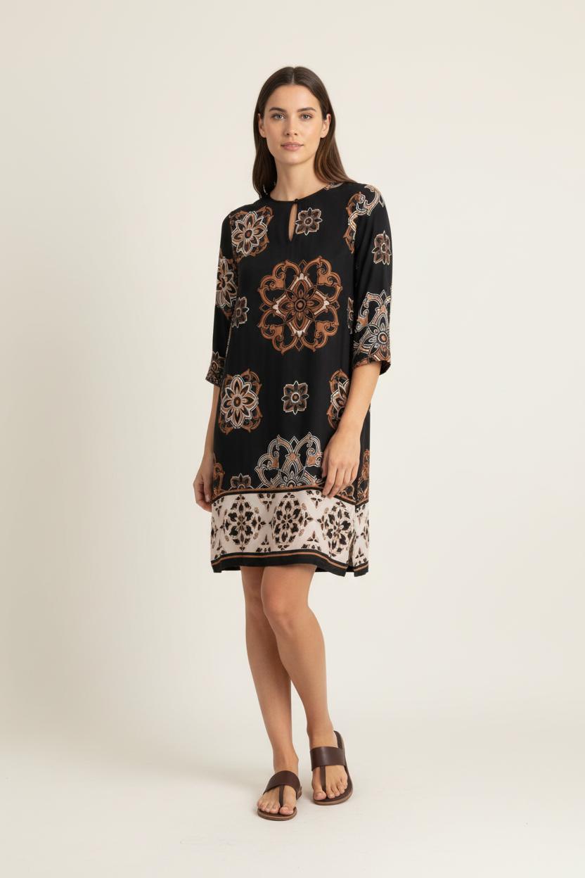 Robe Noire et Beige - Taille S/36 de la marque La Fée Maraboutée | PARAD84979 - Vendu par Paradigme - Image 1