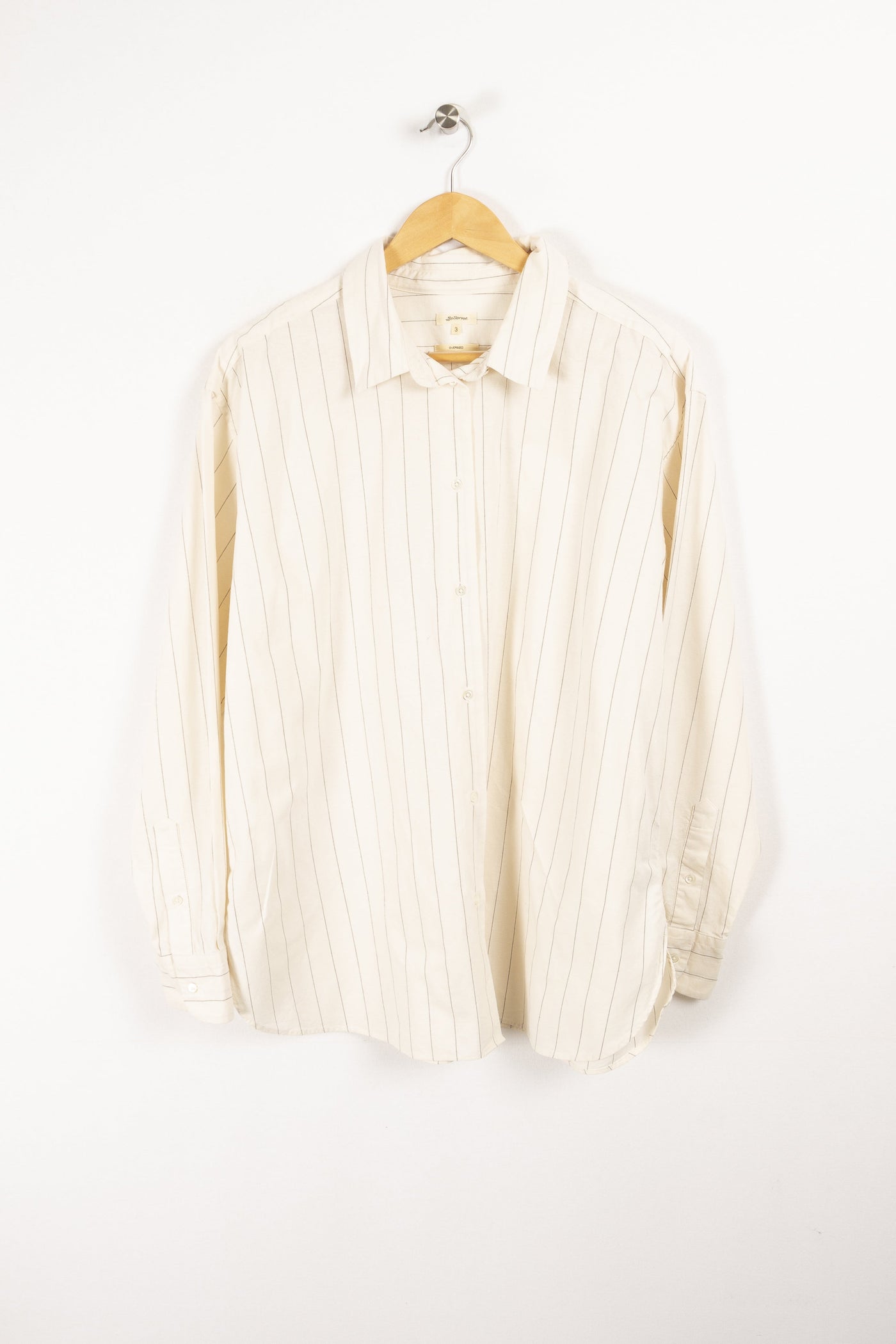 Blouse-chemise à motif de rayures verticales noires et blanches - L / 40