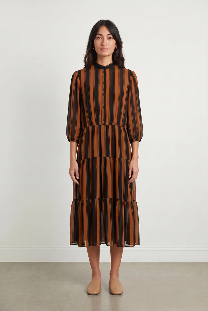 Robe Longue Marron et Noire - Taille S/36 de la marque Stella Forest | PARAD85018 - Vendu par Paradigme - Image 1