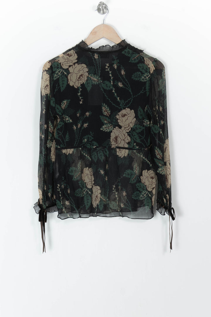 Blouse Fleurie Noire et Beige - Taille M/38 de la marque Coach | PARAD85180 - Vendu par Paradigme - Image 4