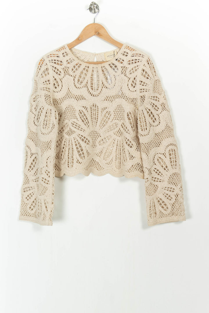 Pull Crochet Beige - Taille L/40 de la marque Sézane | PARAD85189 - Vendu par Paradigme - Image 2