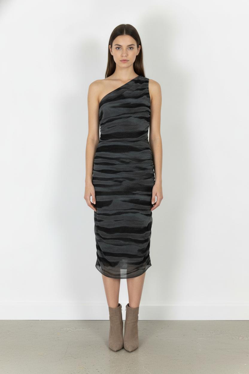 Robe Asymétrique Grise et Noire - Taille S/36 de la marque Samsoe Samsoe | PARAD85202 - Vendu par Paradigme - Image 1