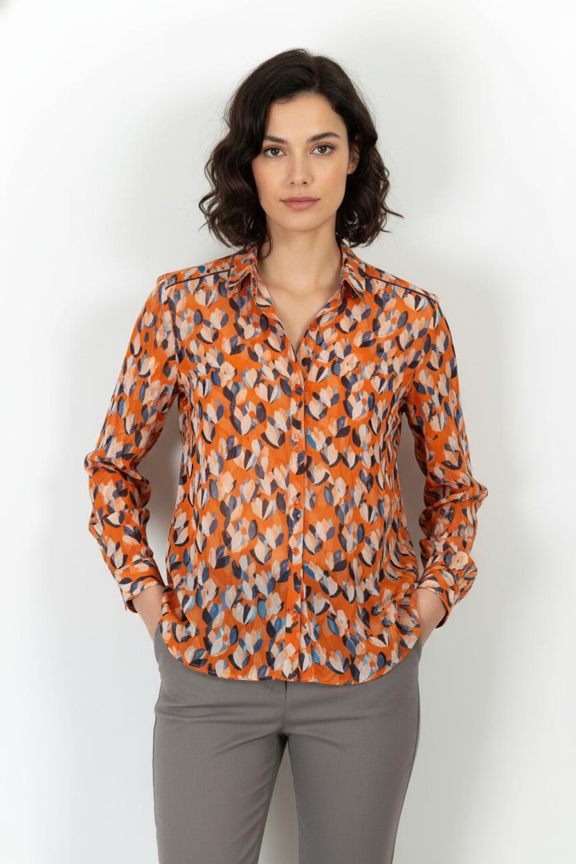 Chemise Orange et Bleue - Taille M/38 de la marque One Step | PARAD85223 - Vendu par Paradigme - Image 1