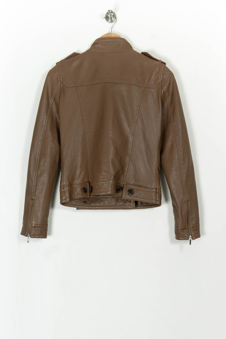 Veste en cuir marron - Taille S/36 de la marque Caroll | PARAD85326 - Vendu par Paradigme - Image 4