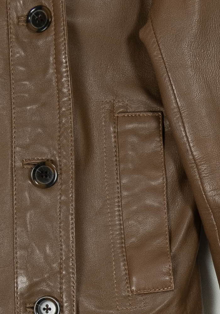 Veste en cuir marron - Taille S/36 de la marque Caroll | PARAD85326 - Vendu par Paradigme - Image 3