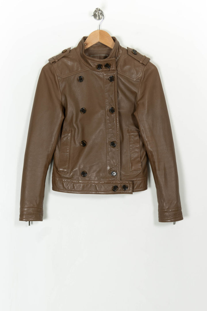 Veste en cuir marron - Taille S/36 de la marque Caroll | PARAD85326 - Vendu par Paradigme - Image 2