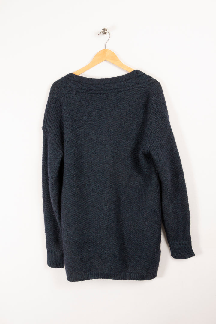 Französischer blauer Cardigan – Größe L/40