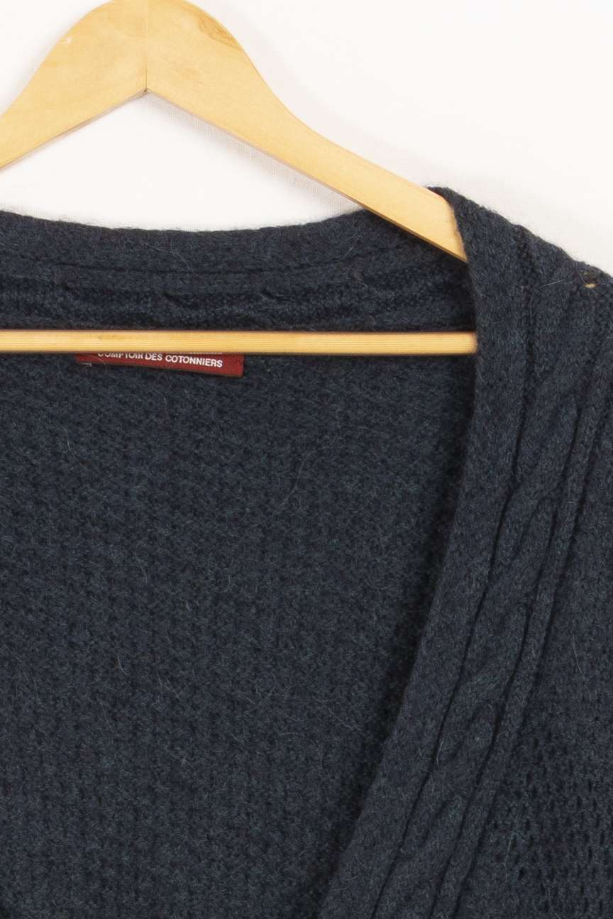 Französischer blauer Cardigan – Größe L/40